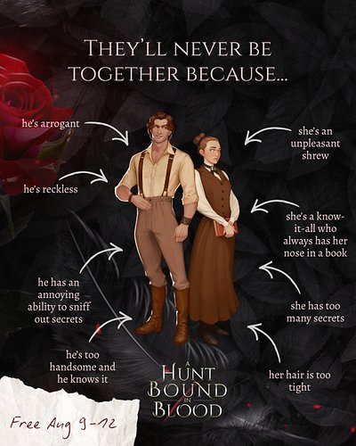 FINAL DAY! 

A Hunt Bound in Blood is a standalone romantasy featuring: 

♥️ opposites attract
🖤 forced proximity 
♥️ treasur...