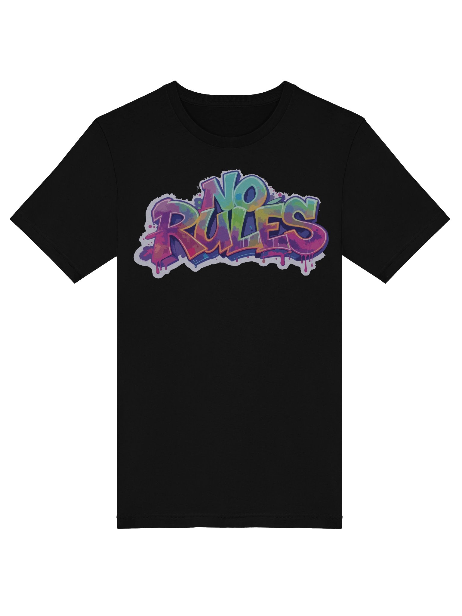 Vibrant Urban Graffiti 'NO RULES' T-Shirt - Unisex T-Shirt – Premium Printed T-Shirt for Everyday Casual & Streetwear product image (5)
