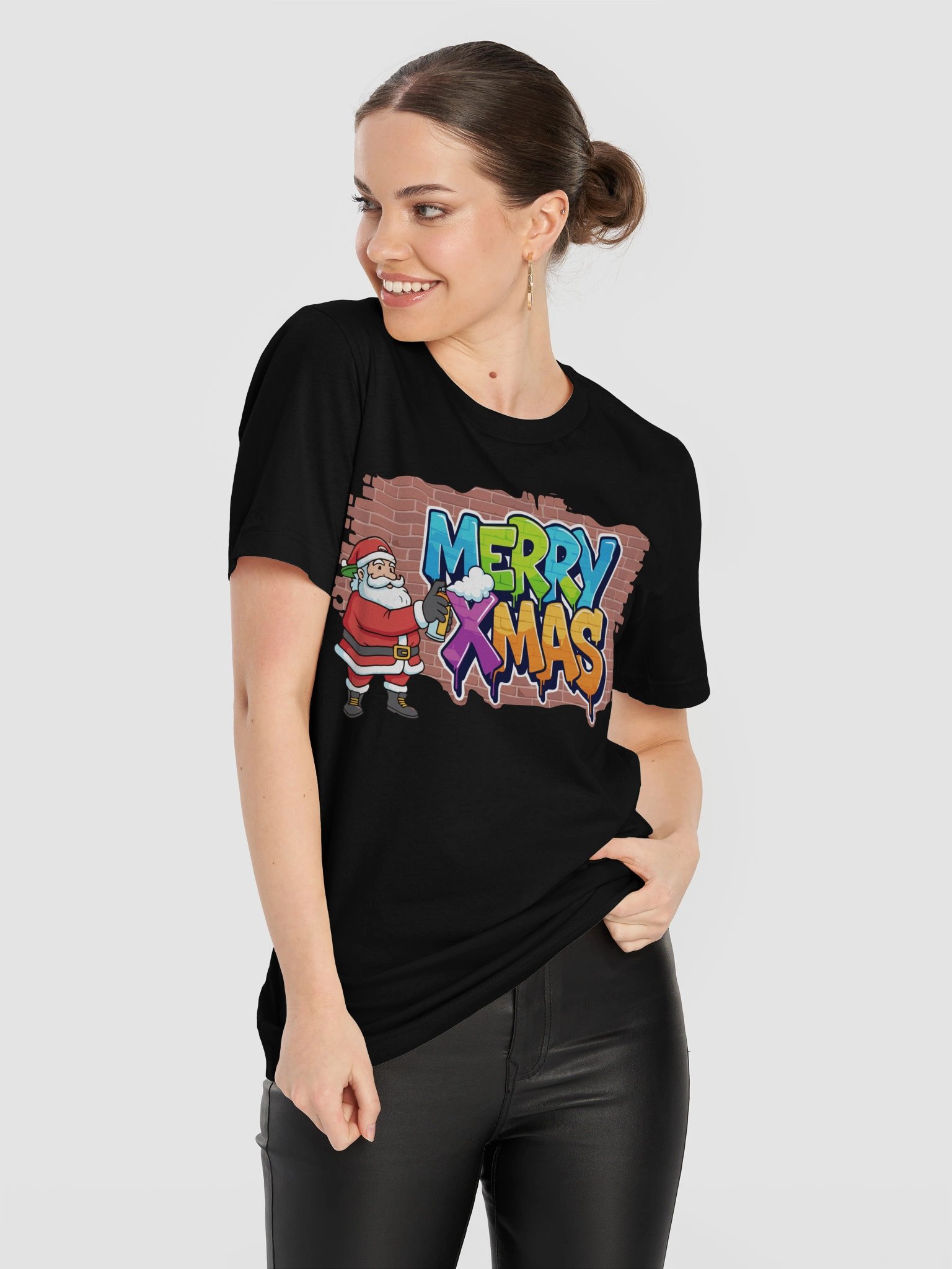 Merry Xmas Graffiti Santa Street Art Style Spray Paint Christmas Graphic Shirt product image (7)