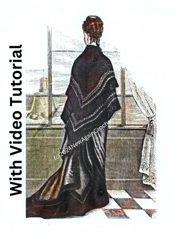 Crochet 1860s Victorian Era Square Shawl Pattern + Video Tutorial product image (1)