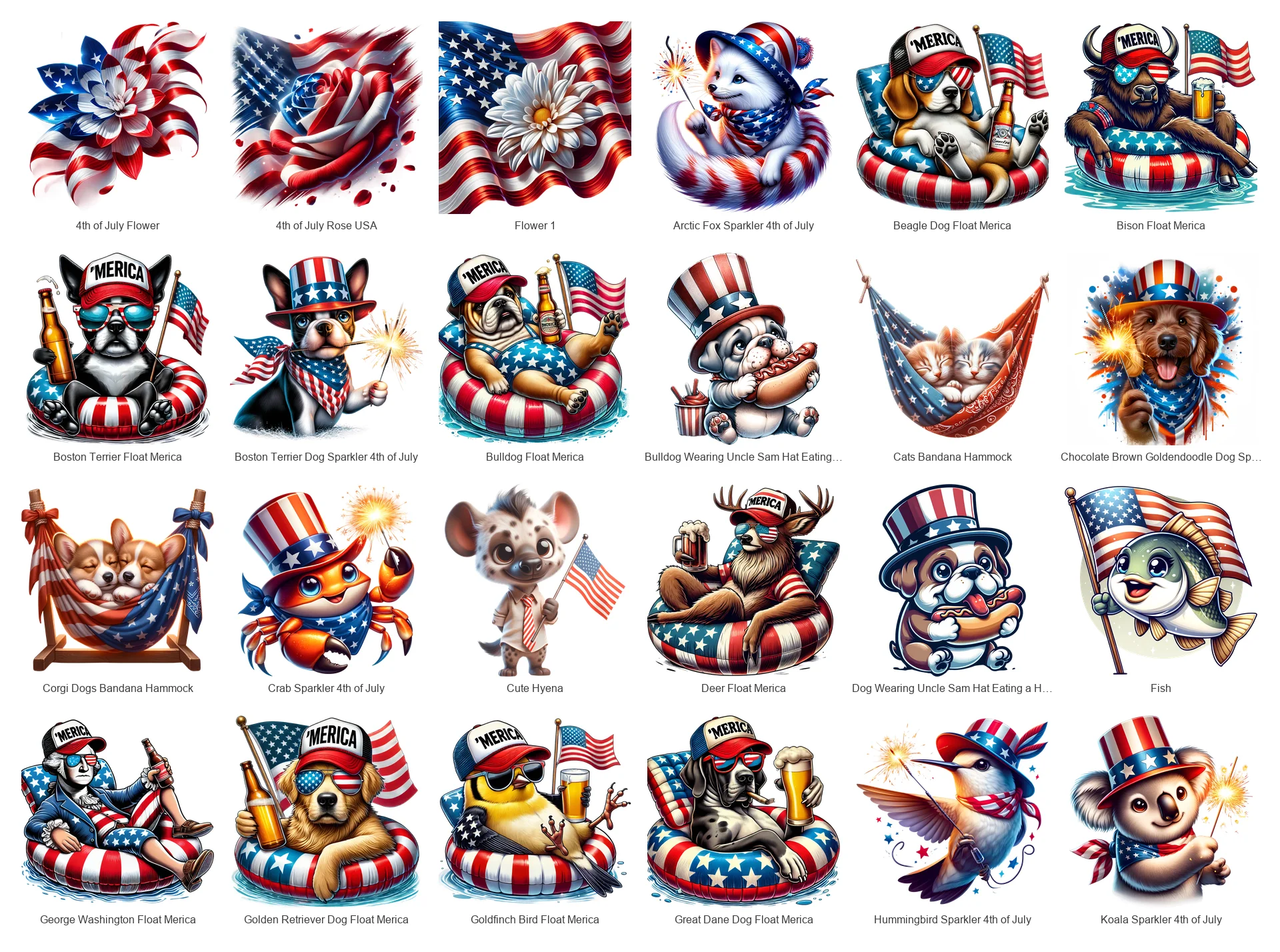 Patriotic 4th of July PNG Bundle Vol 1 | 72 Designs | Commercial Use | Sublimation Clipart product image (2)