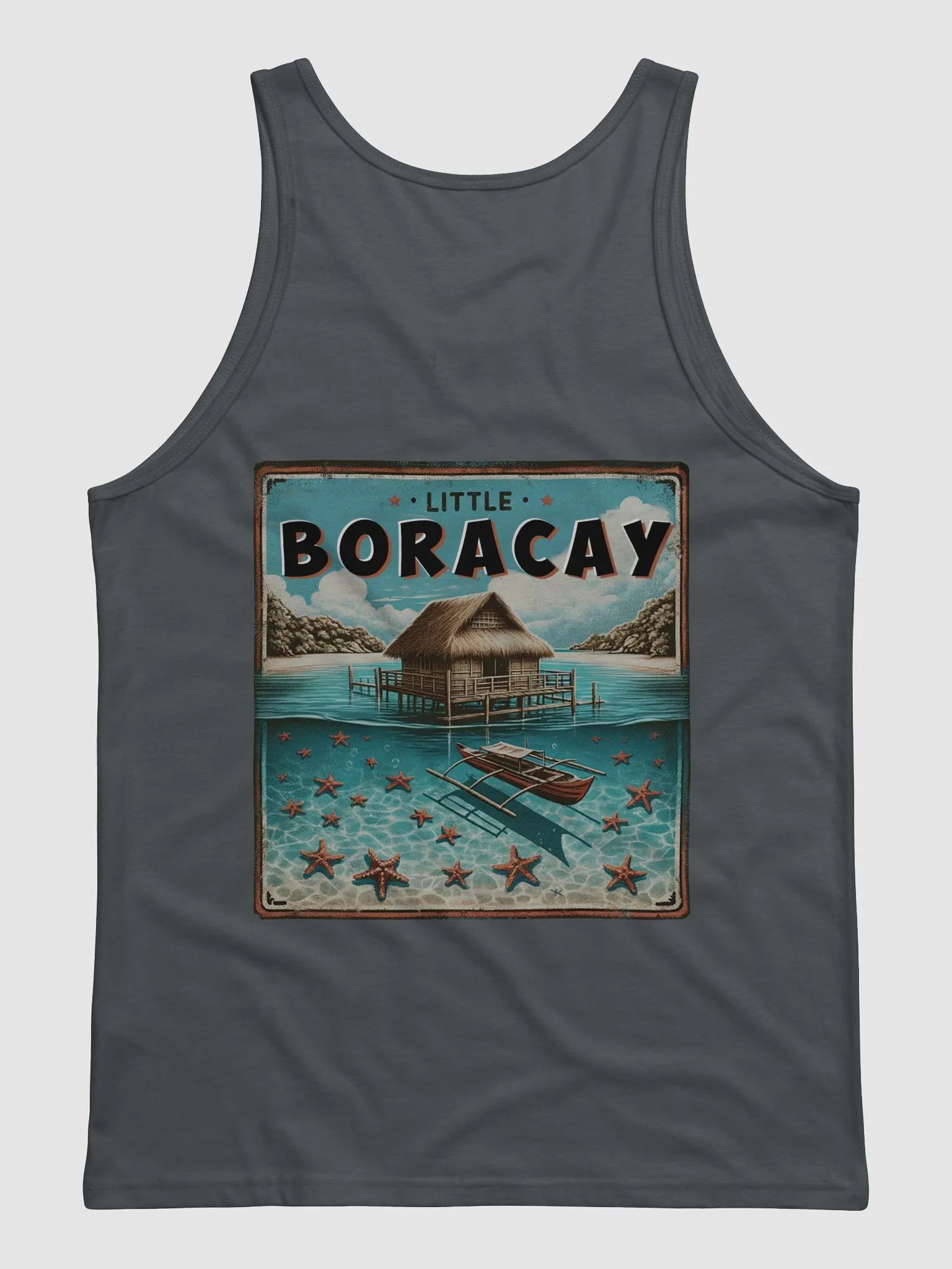 LITTLE BORACAY TANK TOP, FLOATING COTTAGE BALSA AND FILIPINO BOAT BANGKA WITH STARFISH, CALATAGAN BATANGAS product image (2)