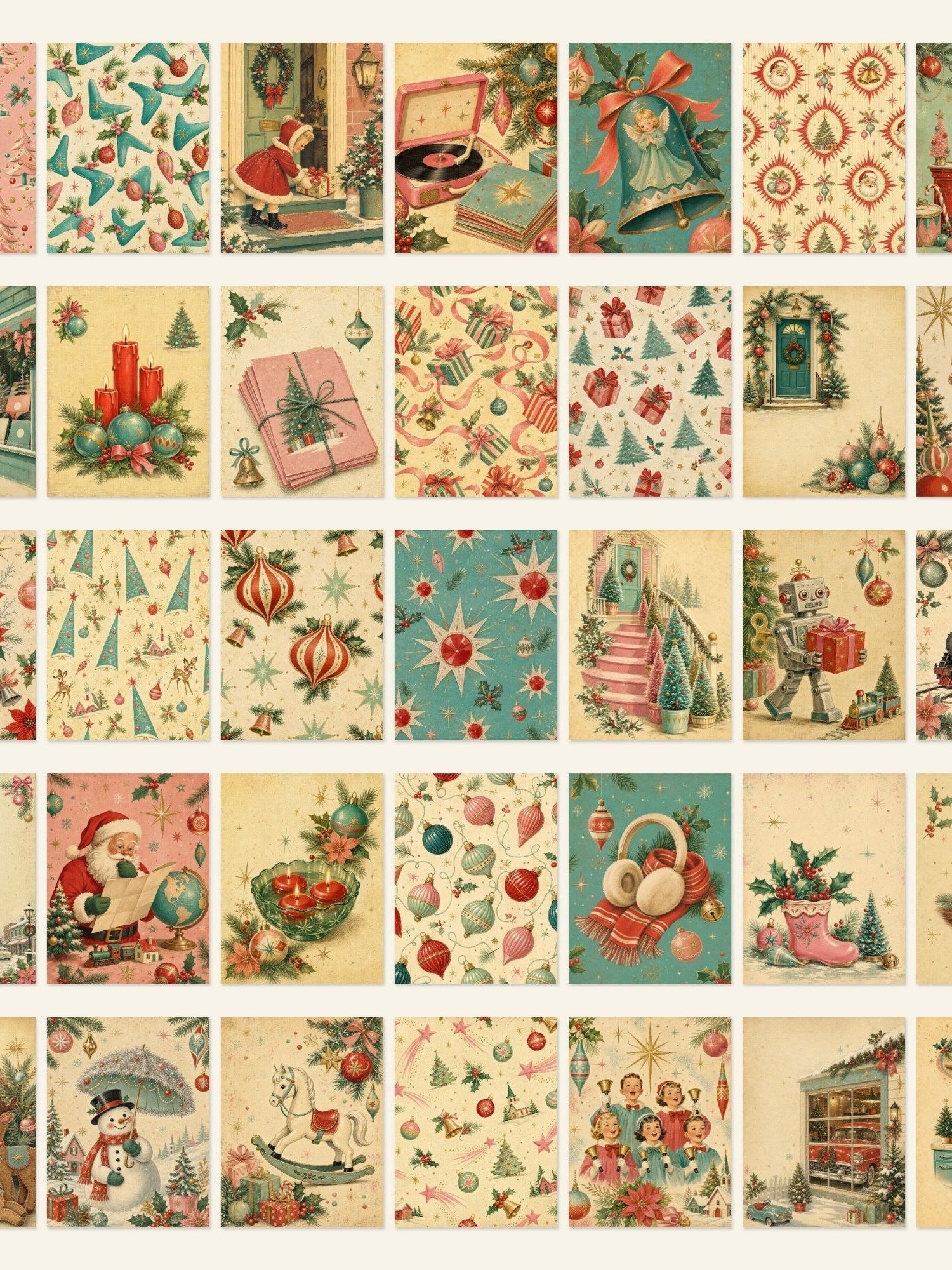 500 1950s Retro Christmas Junk Journal Pages, Atomic Kitsch Ephemera, Mid Century Holiday Printable, Nostalgic Scrapbook Paper, JPG Download product image (6)