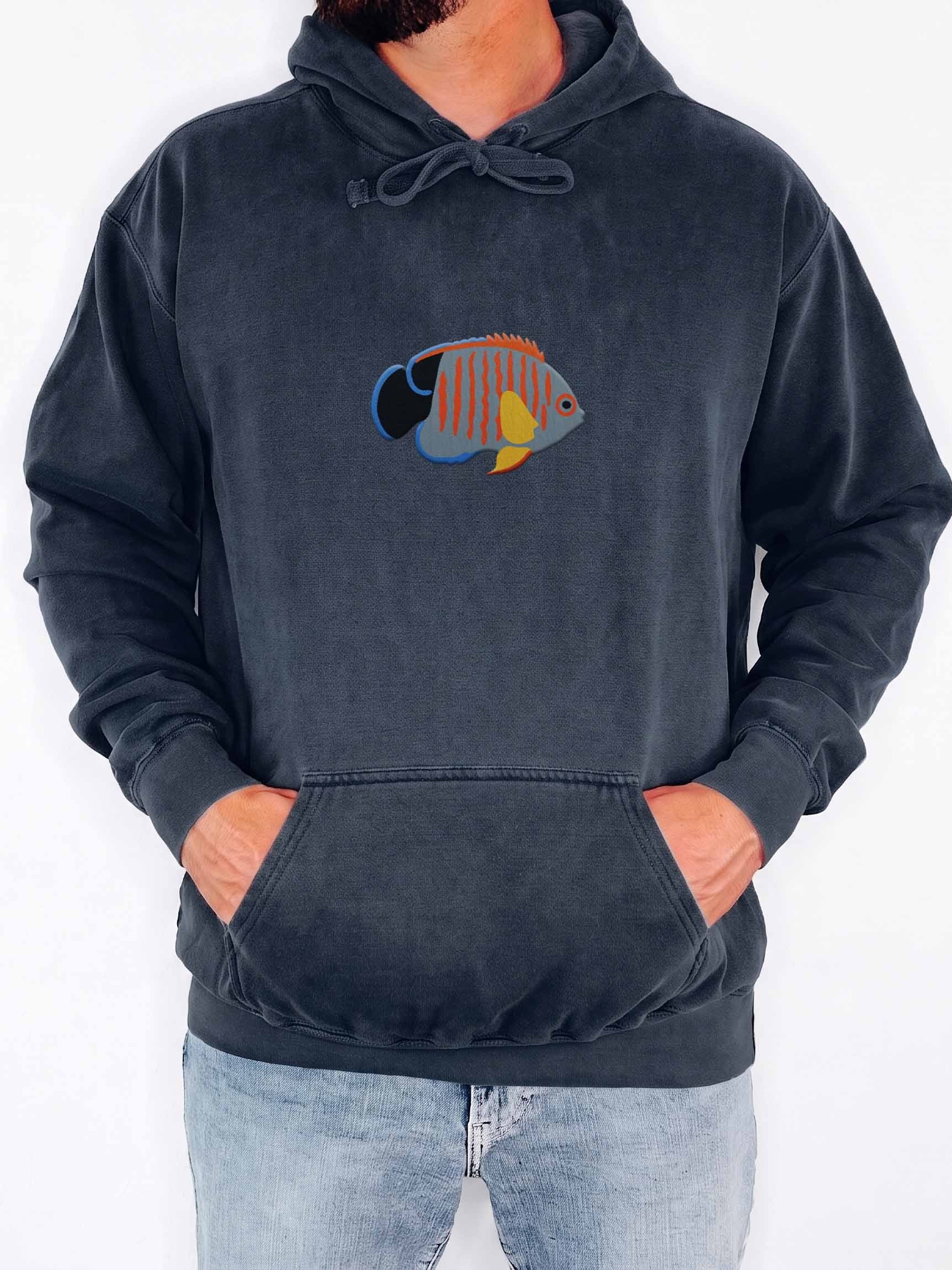Eibli Angelfish Embroidered Hoodie | Saltwater Reef Aquarium Fish & Ocean Lover Apparel product image (2)
