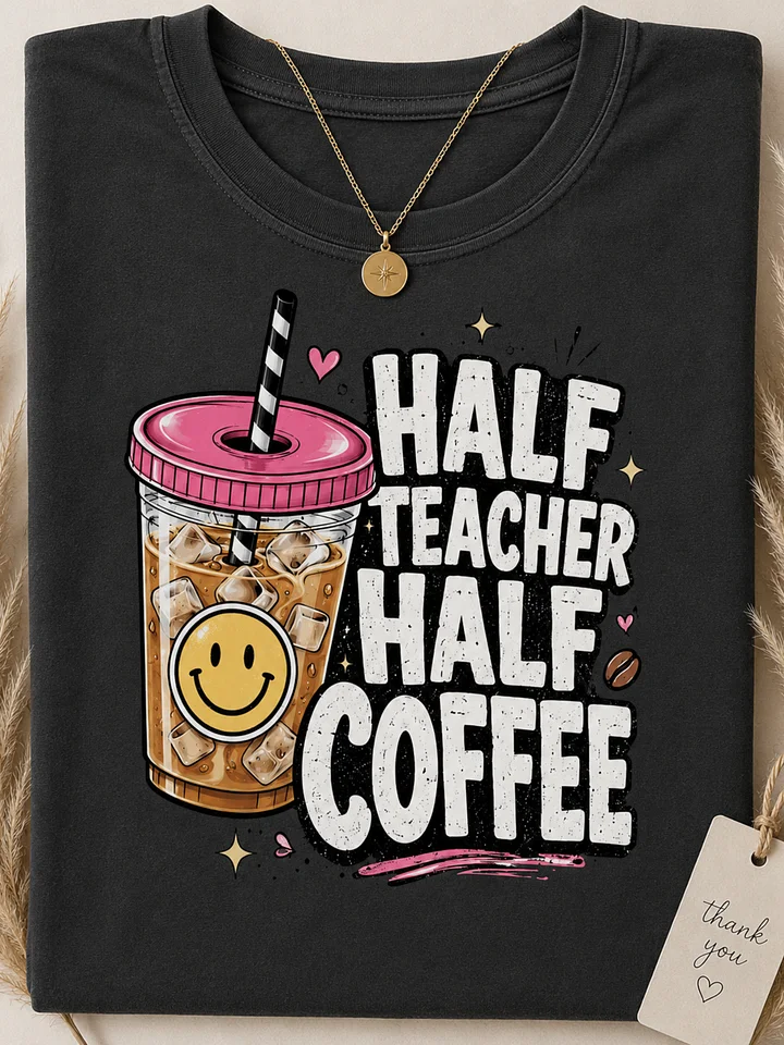 Half Teacher Half Coffee Shirt | Funny Teacher Gift, Back to School Tee product image (1)