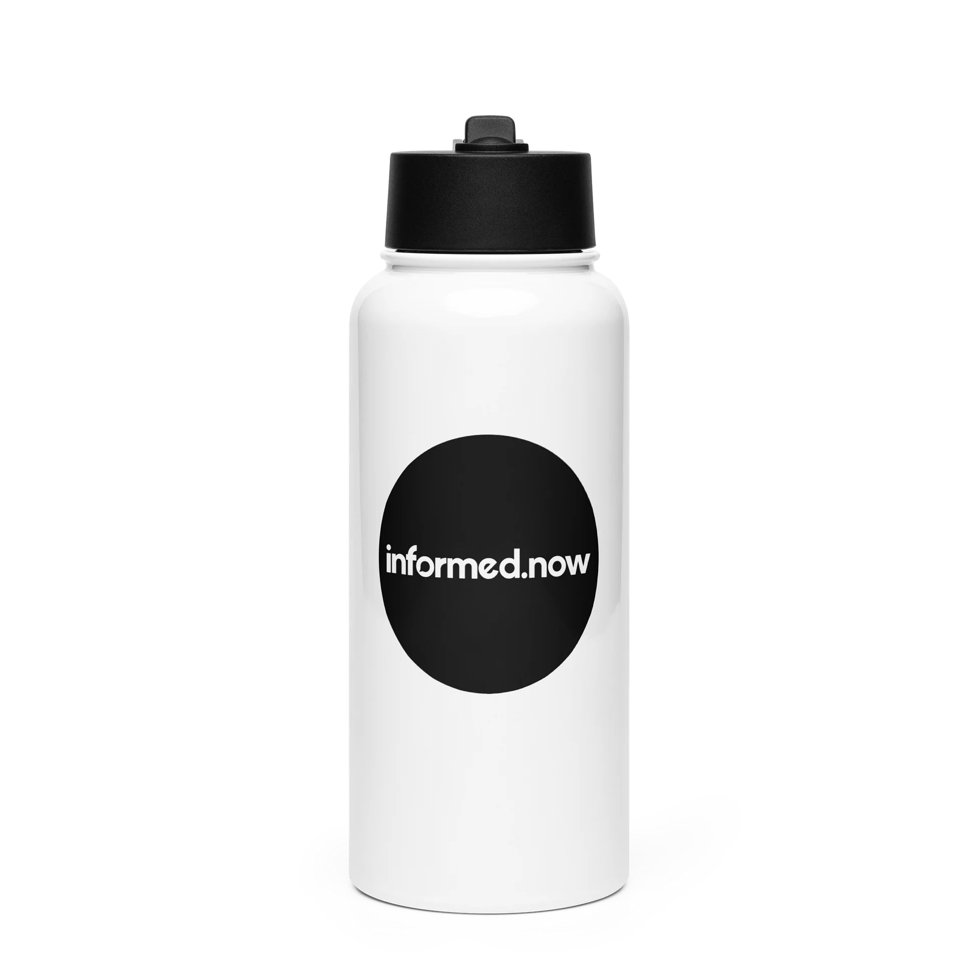 informed.now Stainless Steel Water Bottle with Straw Lid (Black) product image (1)