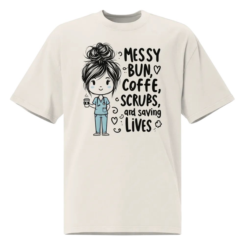 Messy Bun Coffee Scrubs Faded Tee product image (2)