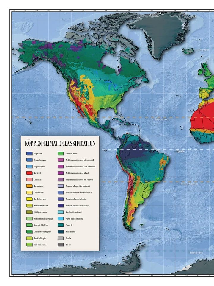 Köppen Climate Topographic World Map product image (7)