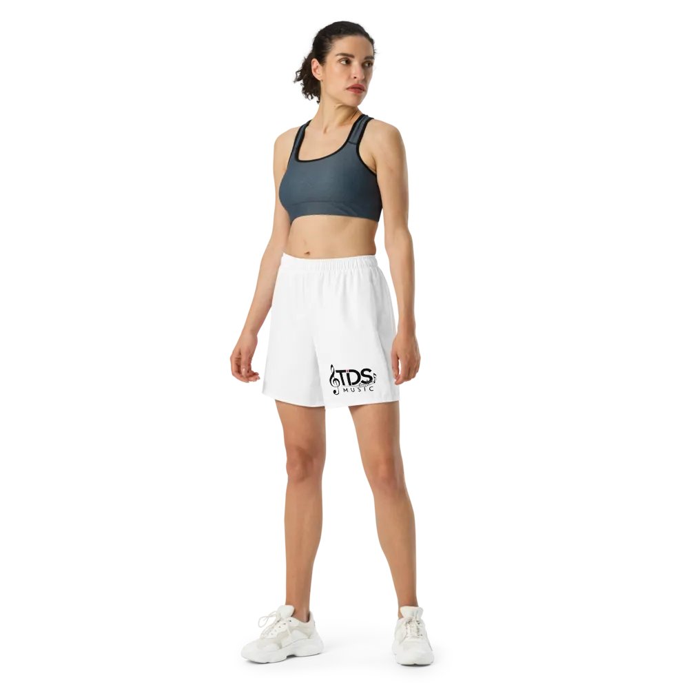 TDS Music Unisex Athletic Long Shorts - Exclusive Musical Design, White, Eco-Friendly product image (1)