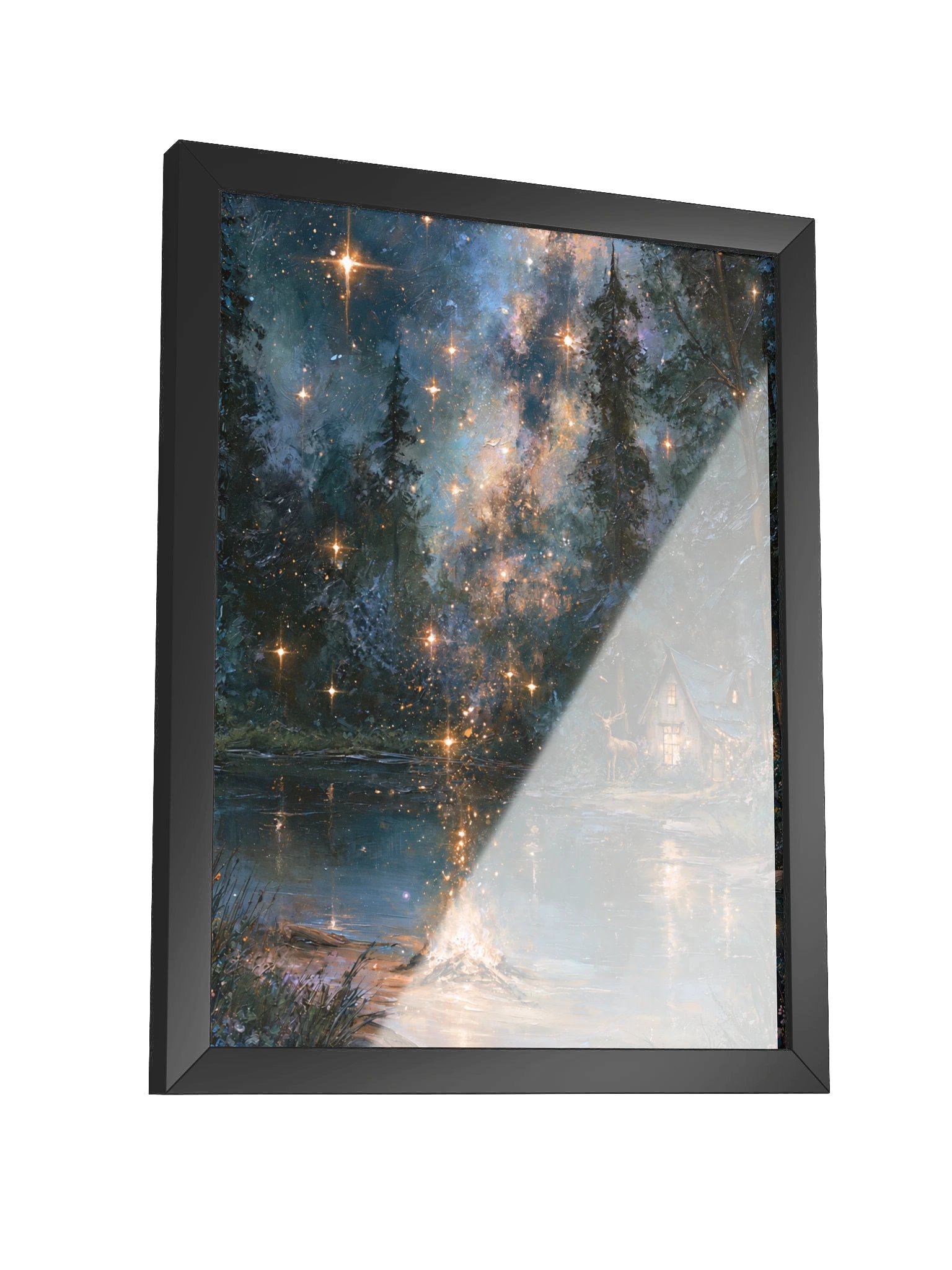 Starry Lakeside Cabin Framed Art Print — Starry Cabin product image (7)