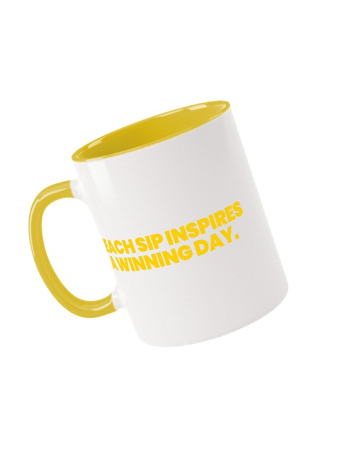 EACH SIP INSPIRES A WINNING DAY Ceramic Mug with Yellow Inside product image (1)