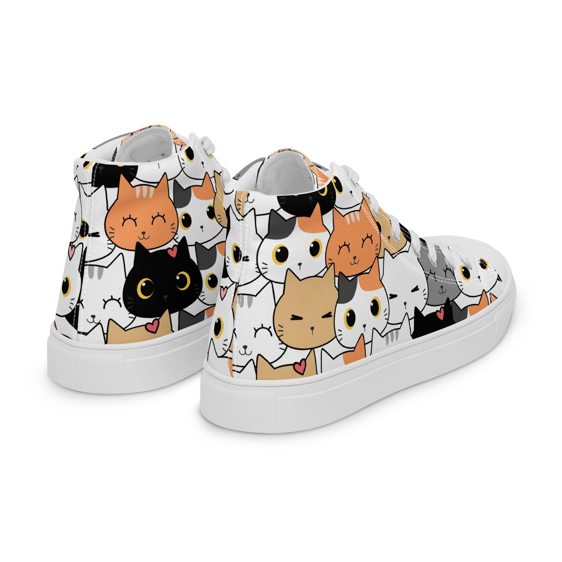 Whimsical Cat Faces High Top Canvas Shoes product image (7)