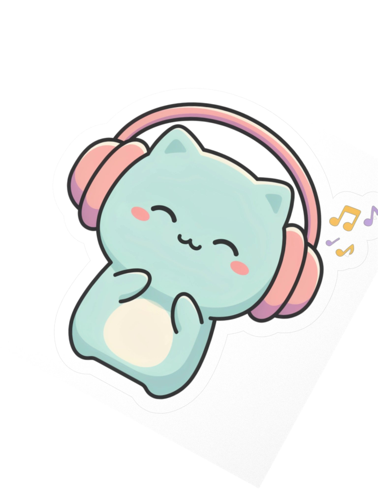 Cute Cat Music Vibes Kiss Cut Sticker product image (6)