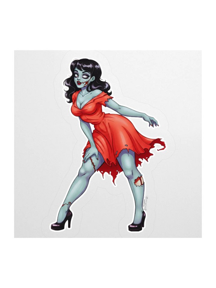V1 Zombie Pinup Kiss Cut Stickers (Clear Edge) product image (1)