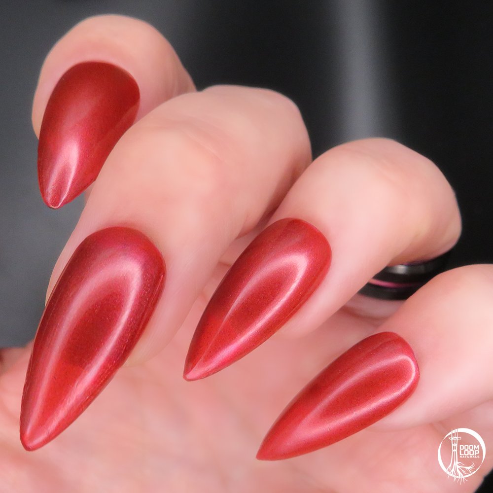 YULE TITHE - Deep Red Semi-Metallic Shimmery Nail Polish product image (2)