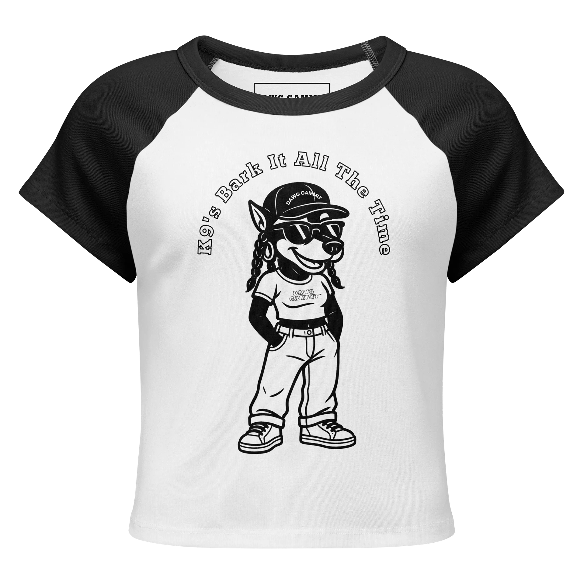 DAWG GAMMIT™ Female Doberman Black White Baby Tee product image (1)