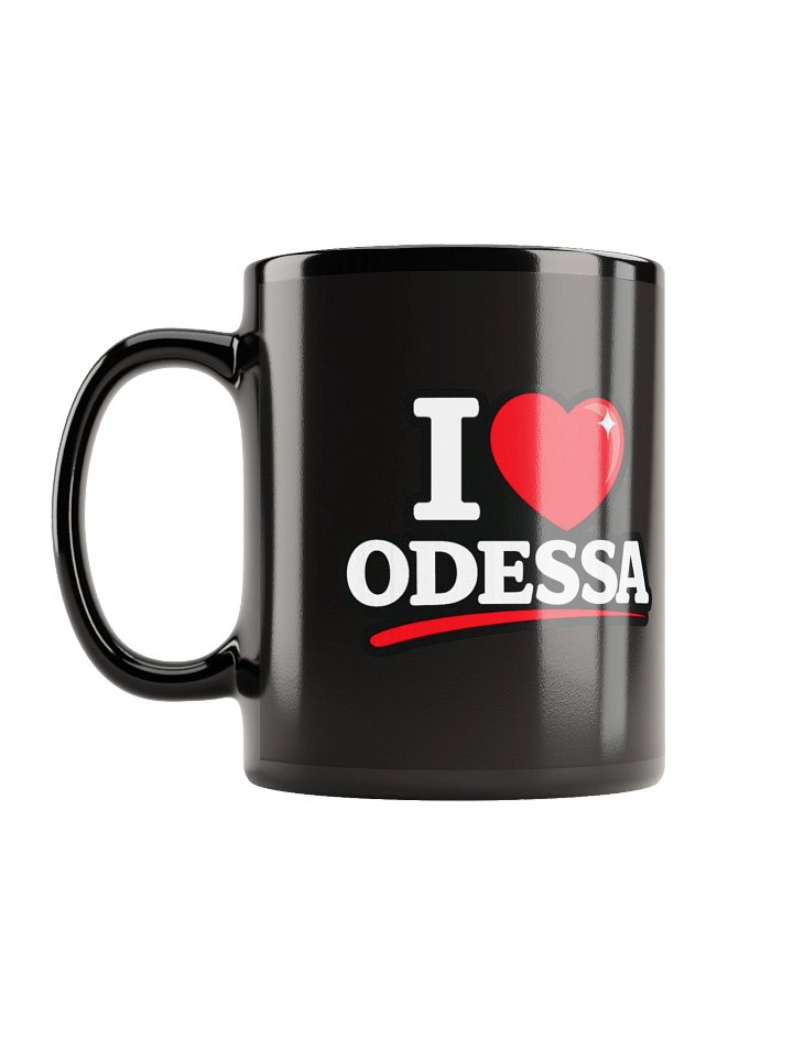 Кружка чёрная «I Love ODESSA» | ODESSAMAMA product image (1)