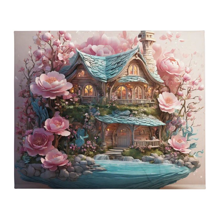 The pink floral hut design throw blanket product image (13)