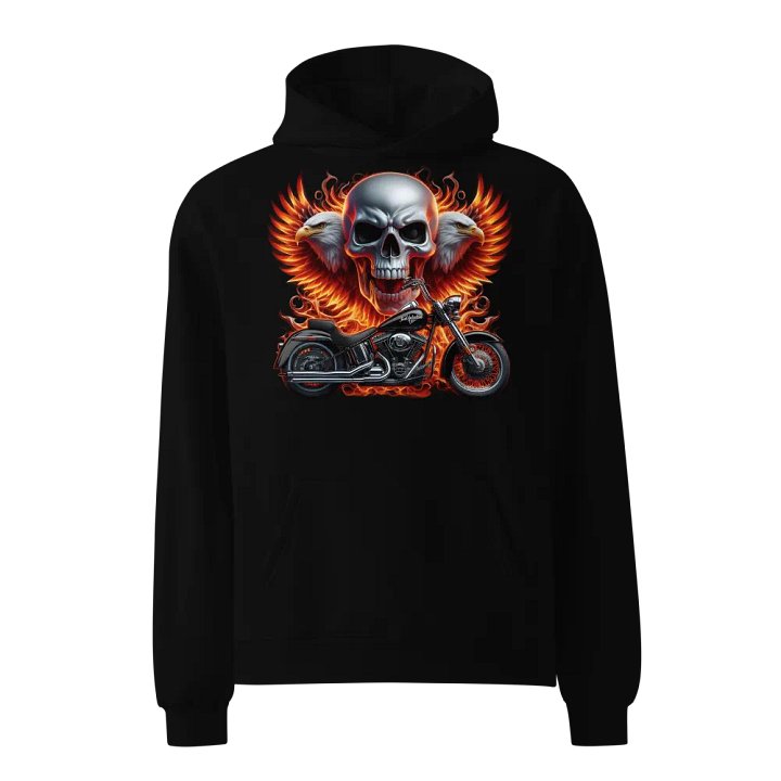 Flaming Skull Motorcycle Unisex Hoodie #12 product image (1)
