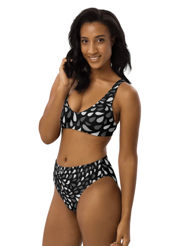 His House Womens High Waisted Bikini Set - Black Wave product image (1)