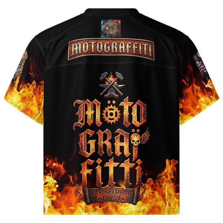 MötoGraffitti Fiery Forge All-Over Boxy Football Jersey product image (2)