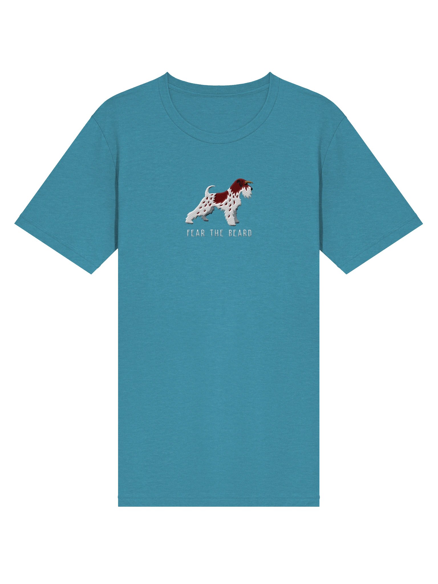 Fear the Beard T-Shirt(Embroidered) of a Miniature Schnauzer(Parti, Liver & White) product image (63)
