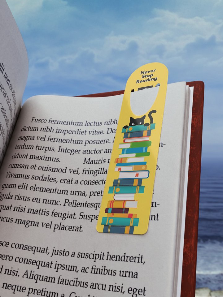 “Never Stop Reading” Black Cat Metal Bookmark product image (1)