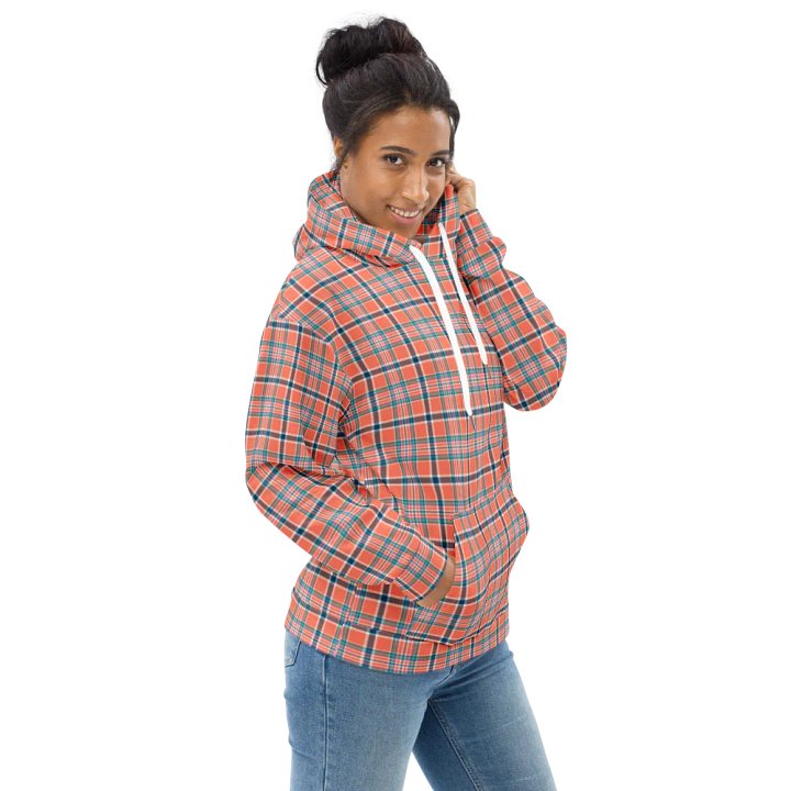 Orange Coral and Blue Plaid Hoodie product image (1)