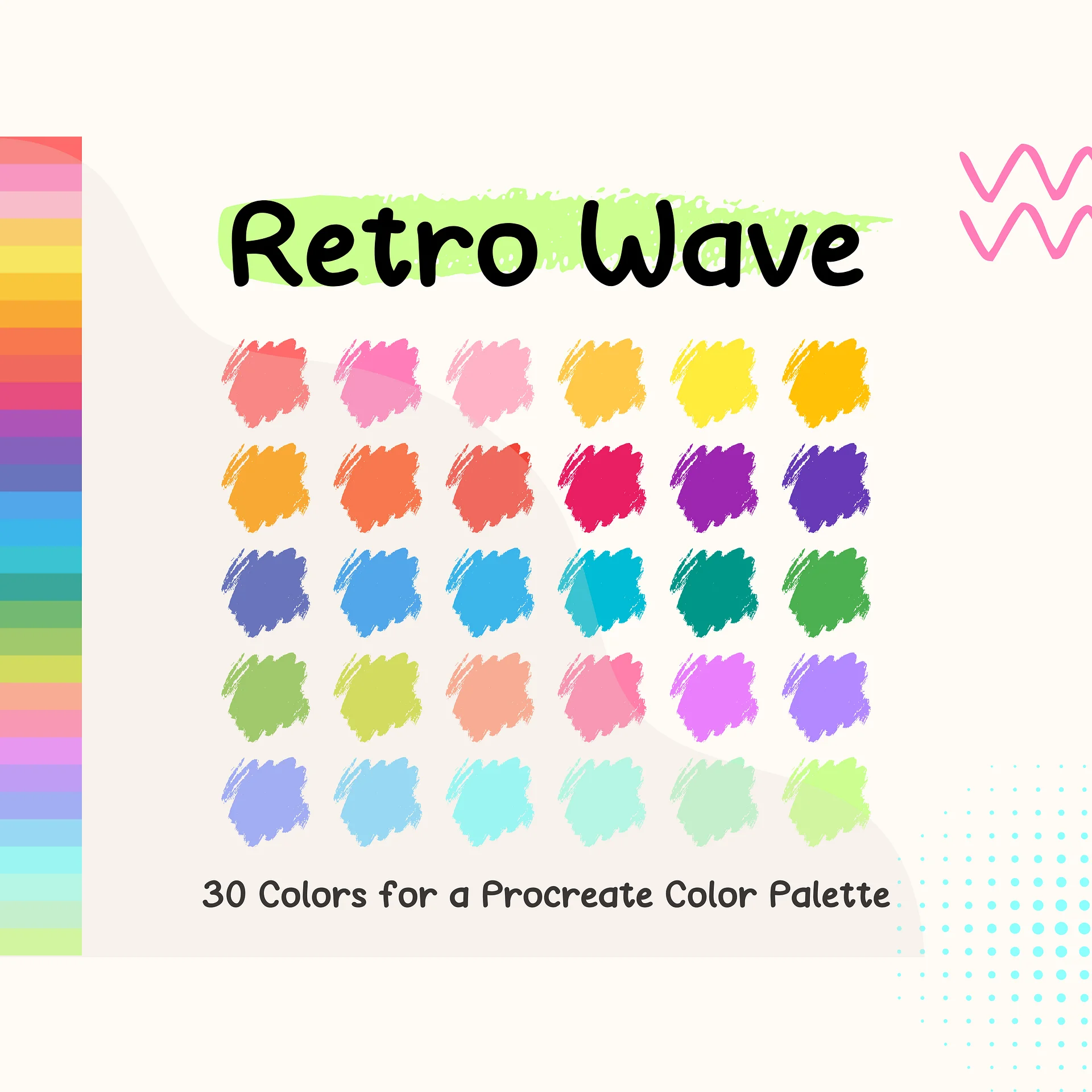 Retro Wave Procreate Color Palette with HEX Codes ★ DIGITAL ★ product image (1)