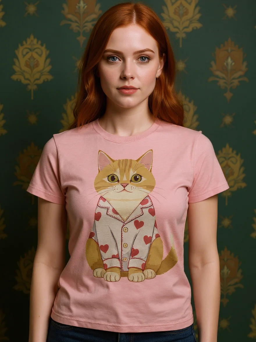 Lovely Hearts Cat T-Shirt product image (2)