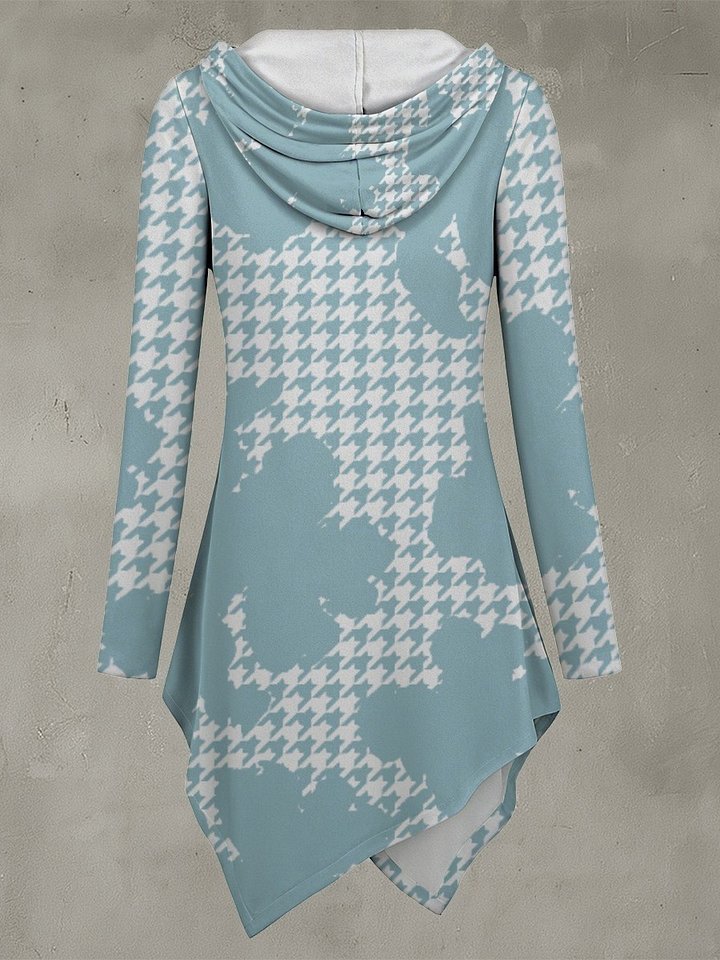 Houndstooth Crossover Longline Hoodie product image (2)