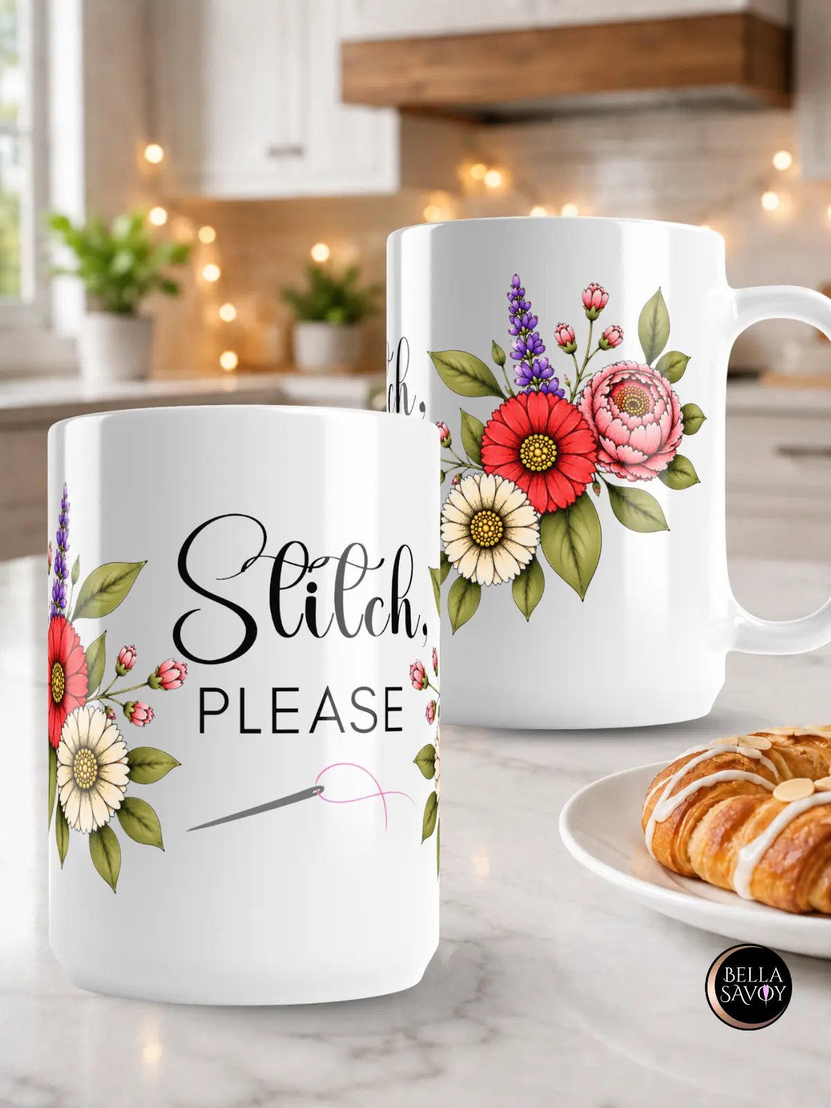Stitch, Please Floral Mug for Stitch Craft Lovers product image (7)