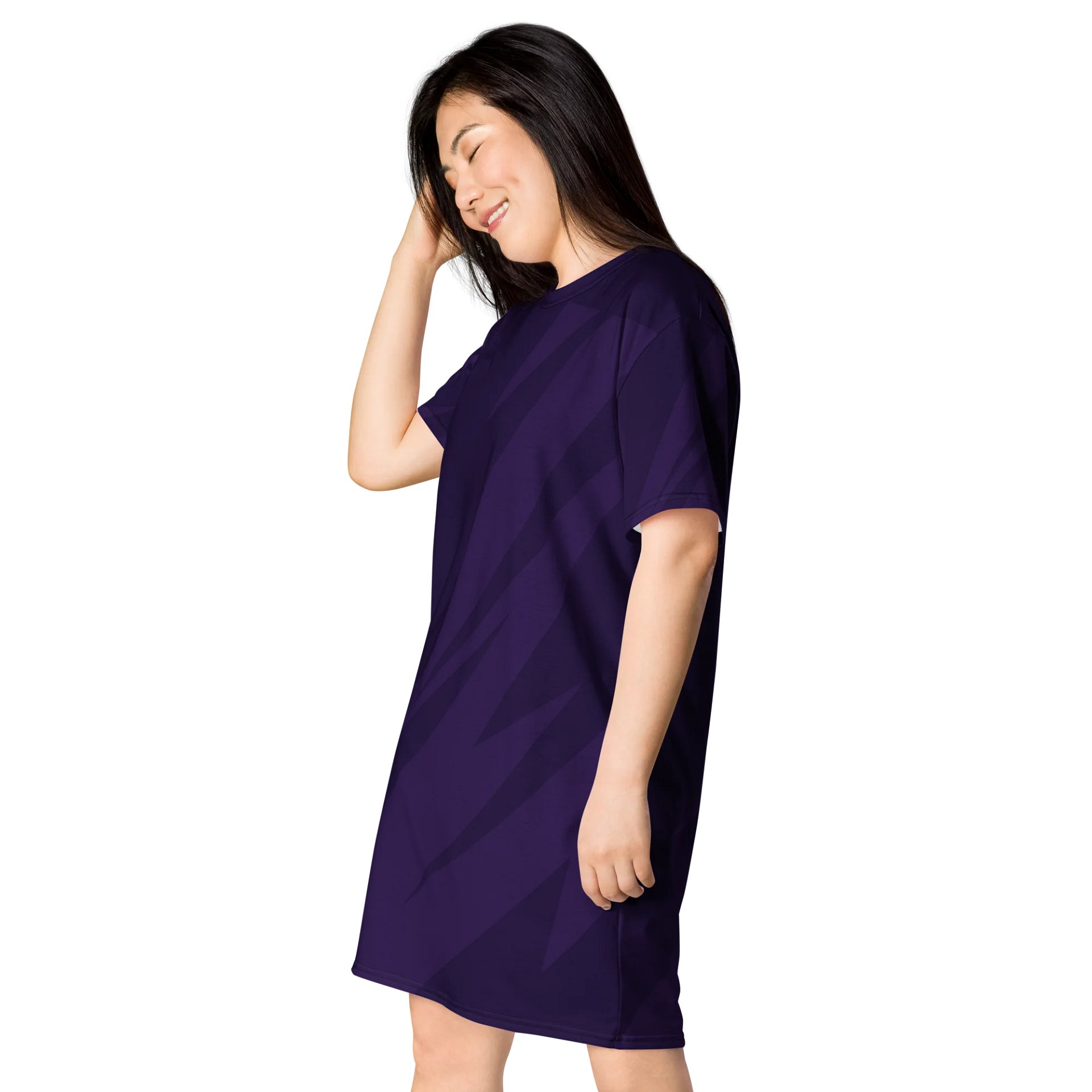 Exclusive Women's Oversized T-Shirt Dress - Black with Green Geometric Pattern product image (3)