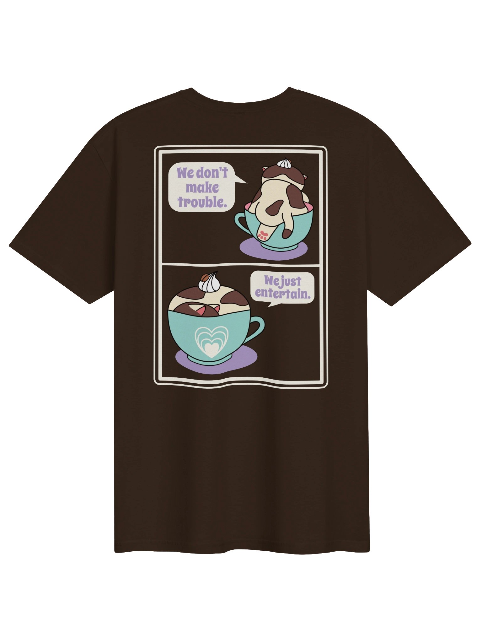 Sweet Trouble (Coffee Cat - Left Chest and Back Prints) - Unisex Adult Super Soft Lightweight T-shirt product image (1)