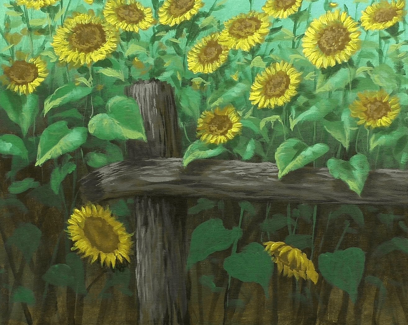 DOWNLOADABLE Acrylic Painting Tutorial - Sunflowers in the Fence product image (9)