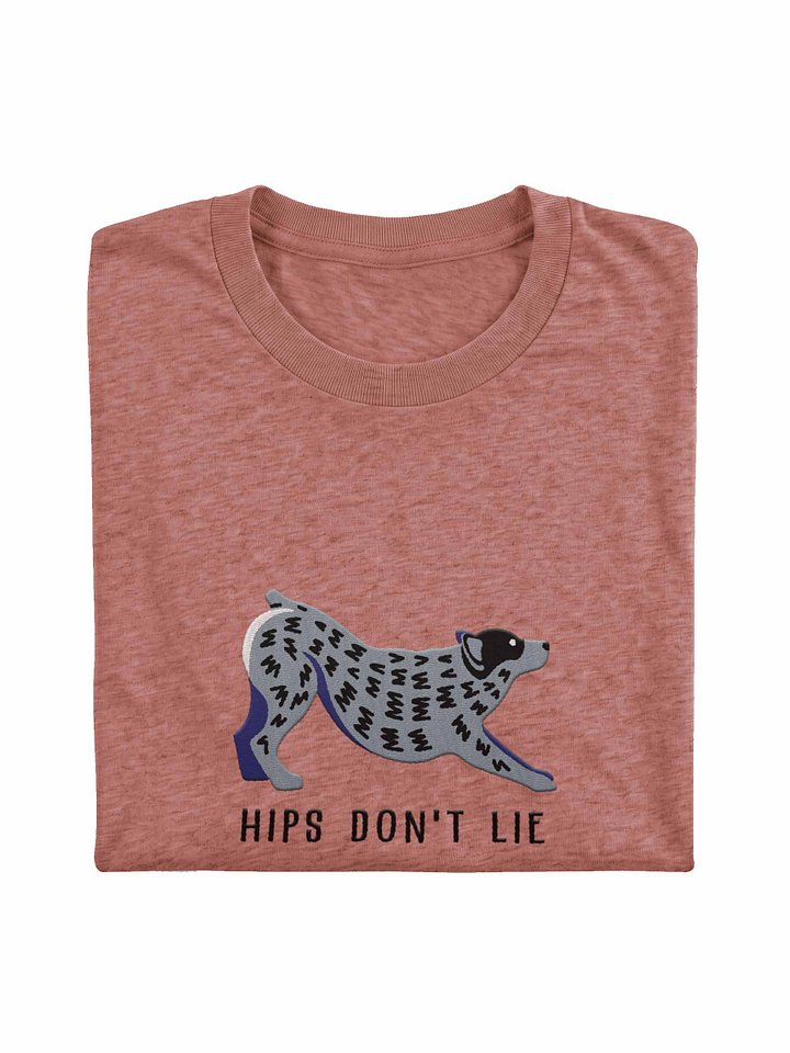 Hips Don't Lie T-Shirt(Embroidered) of an Australian Cattle Dog(Blue Heeler 2) product image (1)