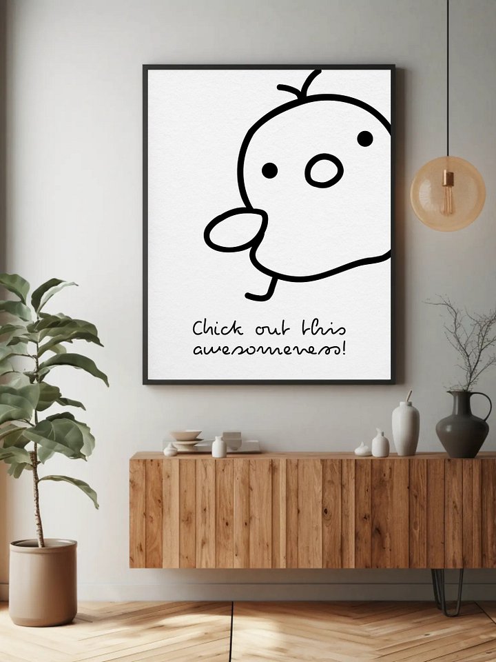 Chick Out This Awesomeness Cute Minimalist Wall Art - Fun Black and White Cartoon Print, Playful Kids Room Decor, Whimsical Animal Poster product image (2)
