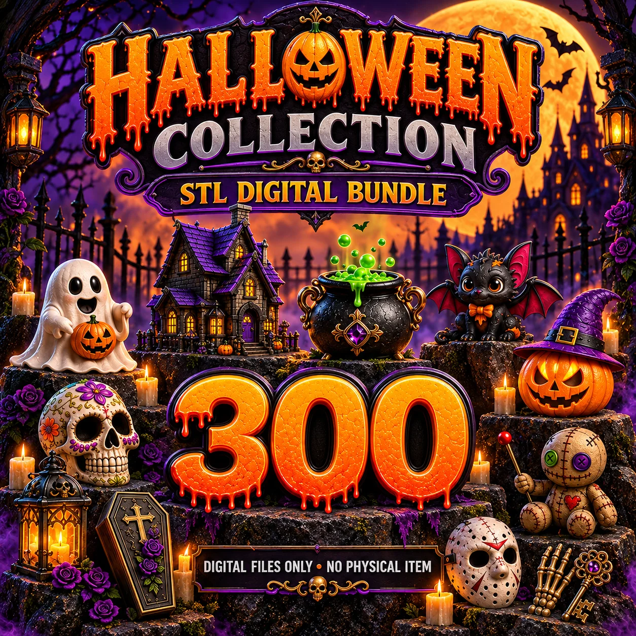 300 Halloween STL & 3MF Files Bundle product image (1)
