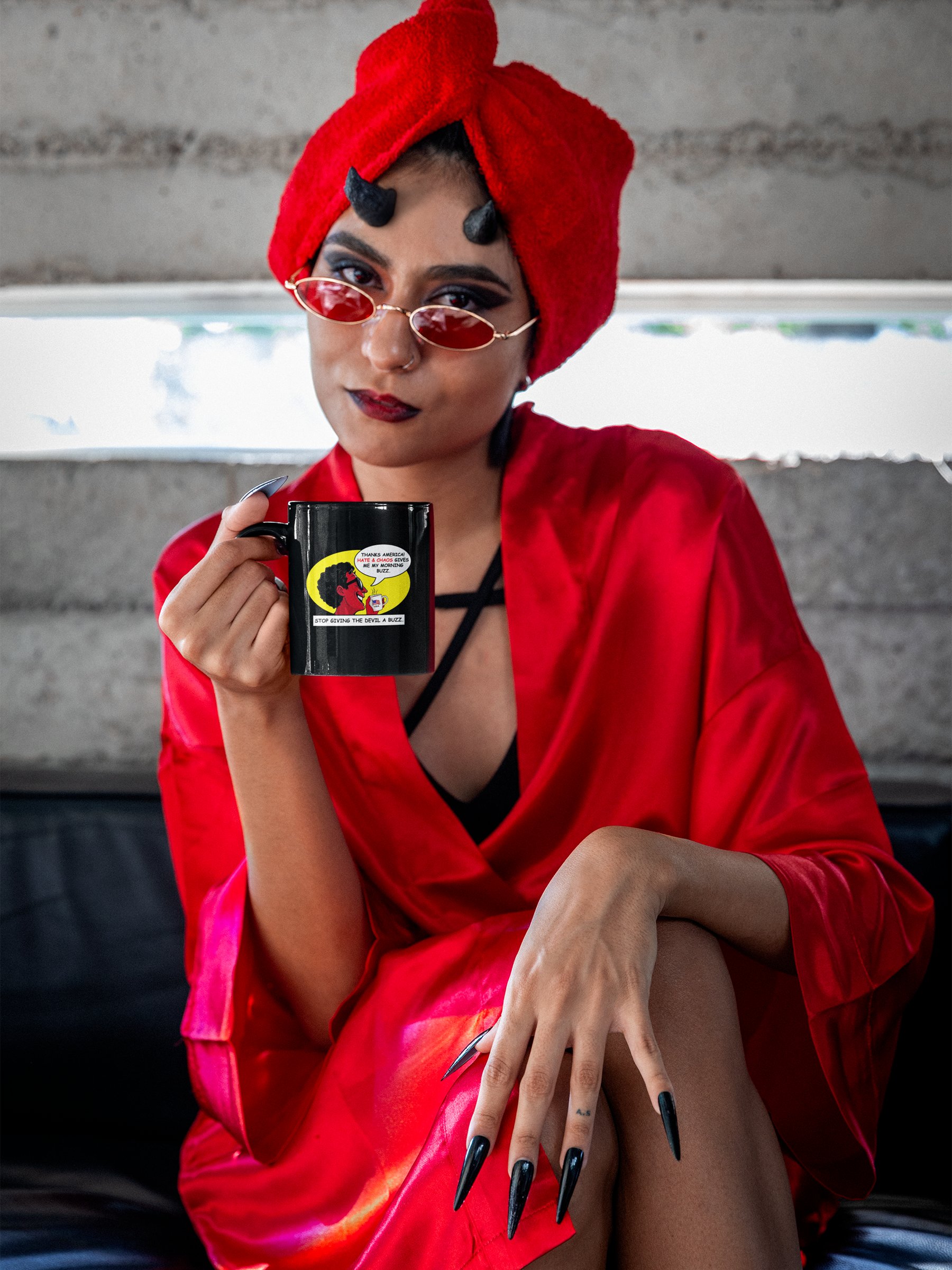 Stop Giving The Devil A Buzz Mug - Sarcastic Political Cup product image (2)