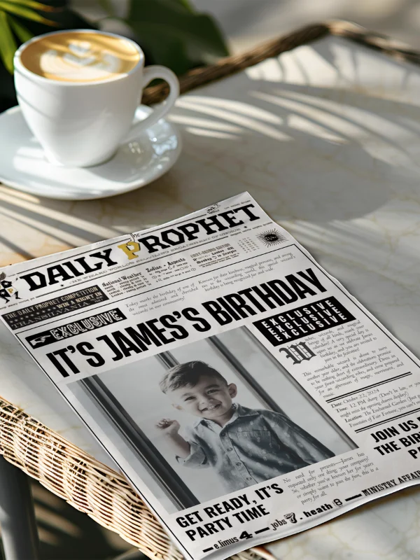 Magical Birthday Party Announcement Newspaper 100% Customizable Template Bundle product image (4)