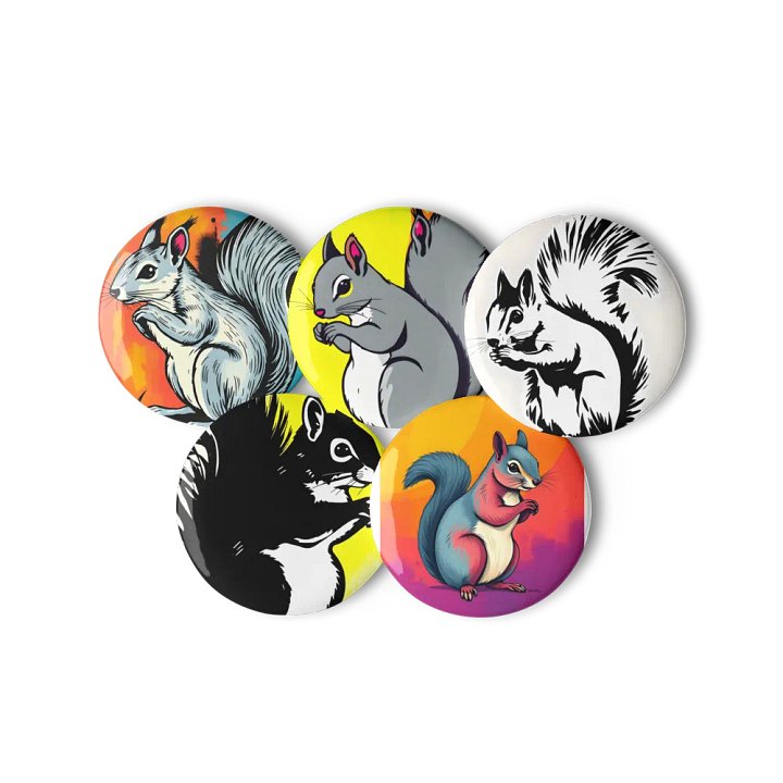Vibrant Squirrel Delight Pin Buttons product image (3)