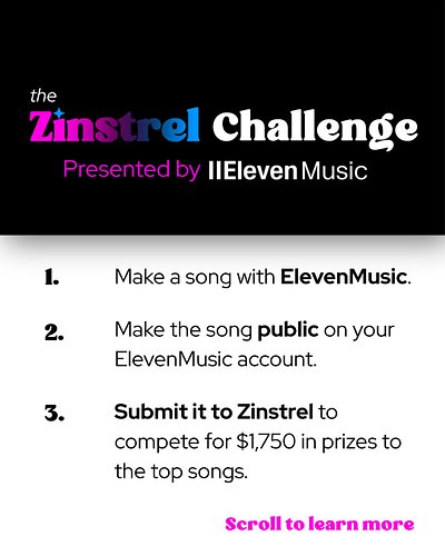 Learn a powerful new AI music tool. Win some incredible prizes. ⚡

The Zinstrel Challenge, presented by @elevenmusicio, is bu...