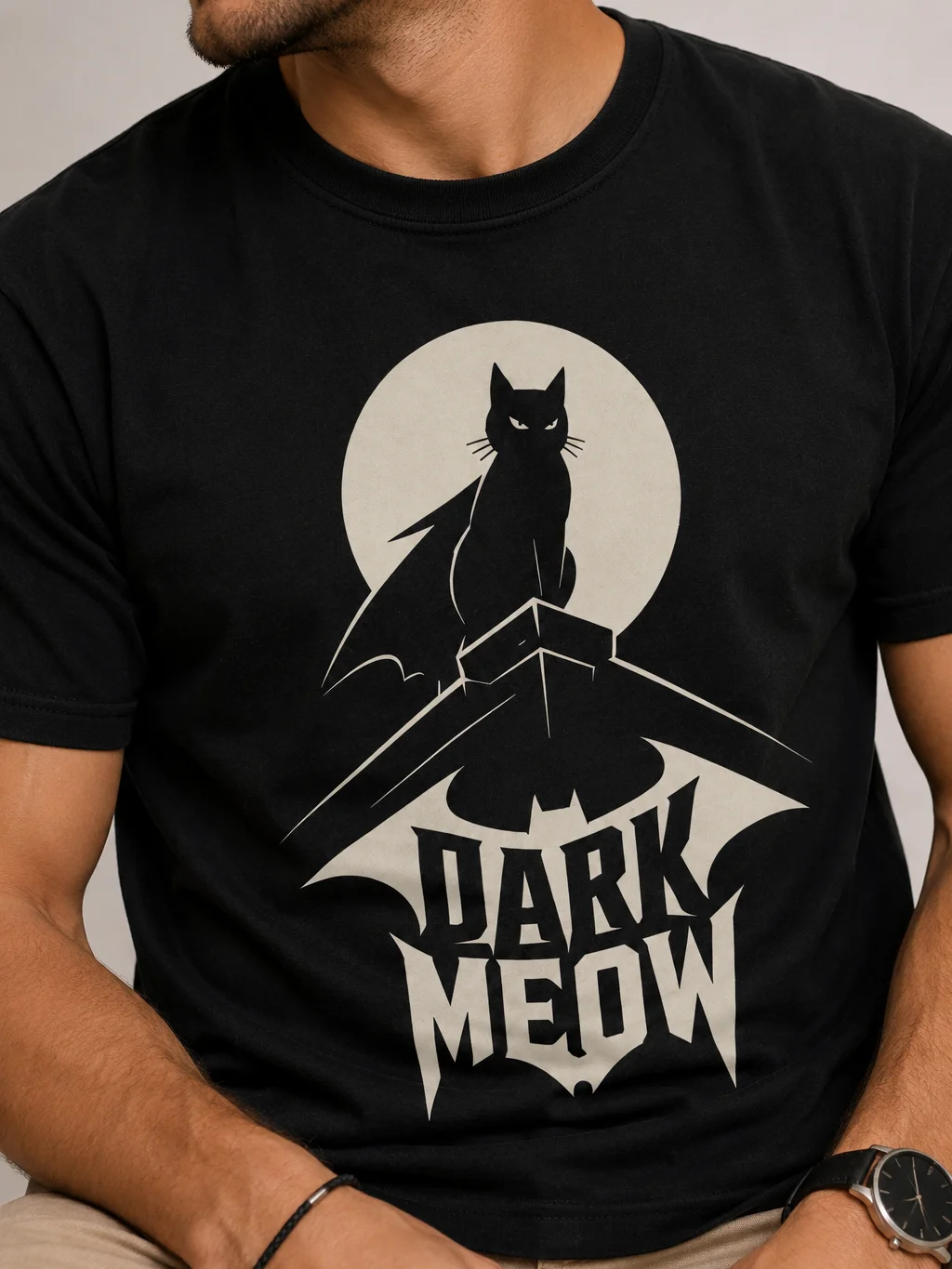 Dark Meow Cat T-Shirt – Gothic Bat Cat Graphic Tee for Cat Lovers product image (2)
