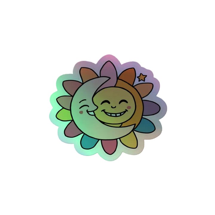 Enchanting Sun & Moon Holographic Sticker | Premium Kiss-Cut Vinyl product image (2)