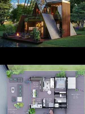 Our A Frame cabin with panoramic roof is hitting the viral lines between our clients from USA and Europe this week! Easy to build futuristic design. Wana build this house ? Full drawings in link : https://vironhomes-shop.fourthwall.com/products/a-frame-house-014-drawings-blueprints-cad-43-pdf-43-3d-model
