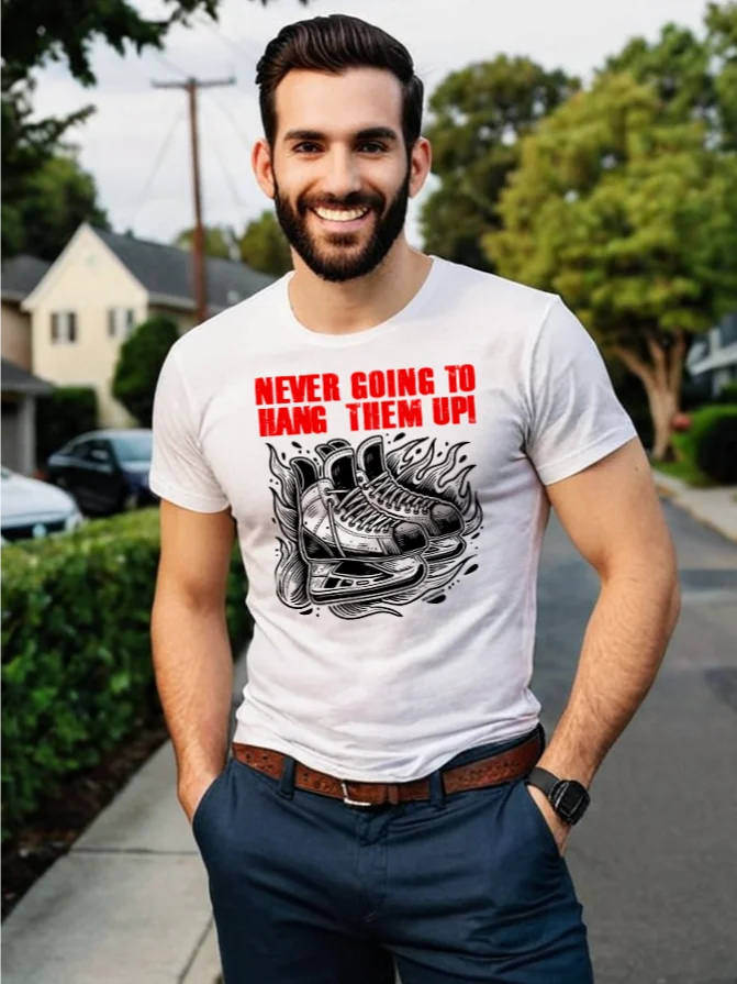 Funny Hockey T-Shirt – Never Going to Hang Them Up – Beer League Hockey Shirt for Men – Gift for Lifelong Hockey Players product image (2)