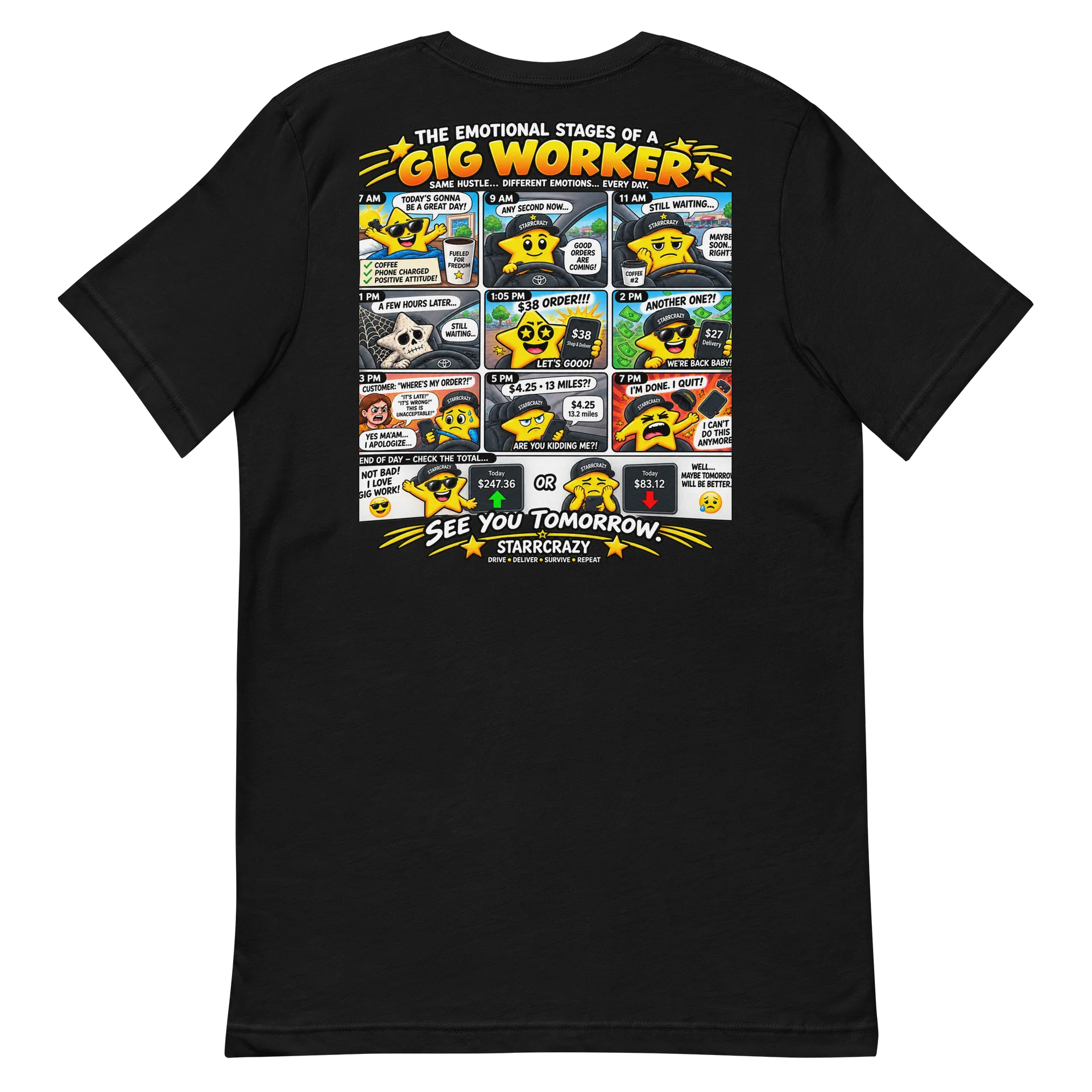 StarrCrazy Giglife – Emotional Stages of a Gig Worker Tee product image (6)