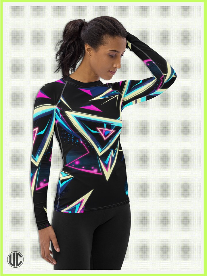 Electric ’80s Neon – Women’s Rash Guard product image (1)