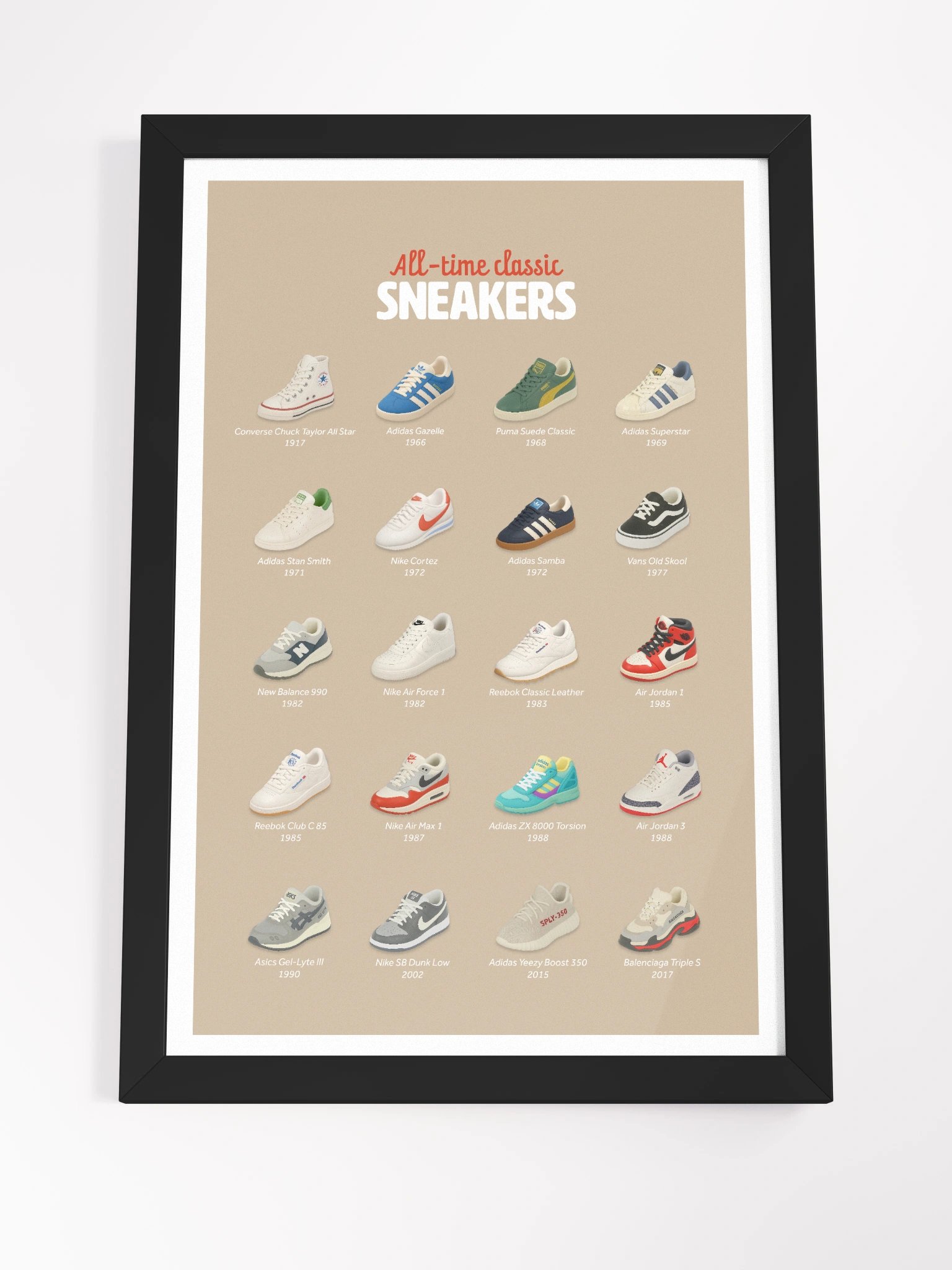 All-Time Classic Sneakers Framed Art Print product image (8)