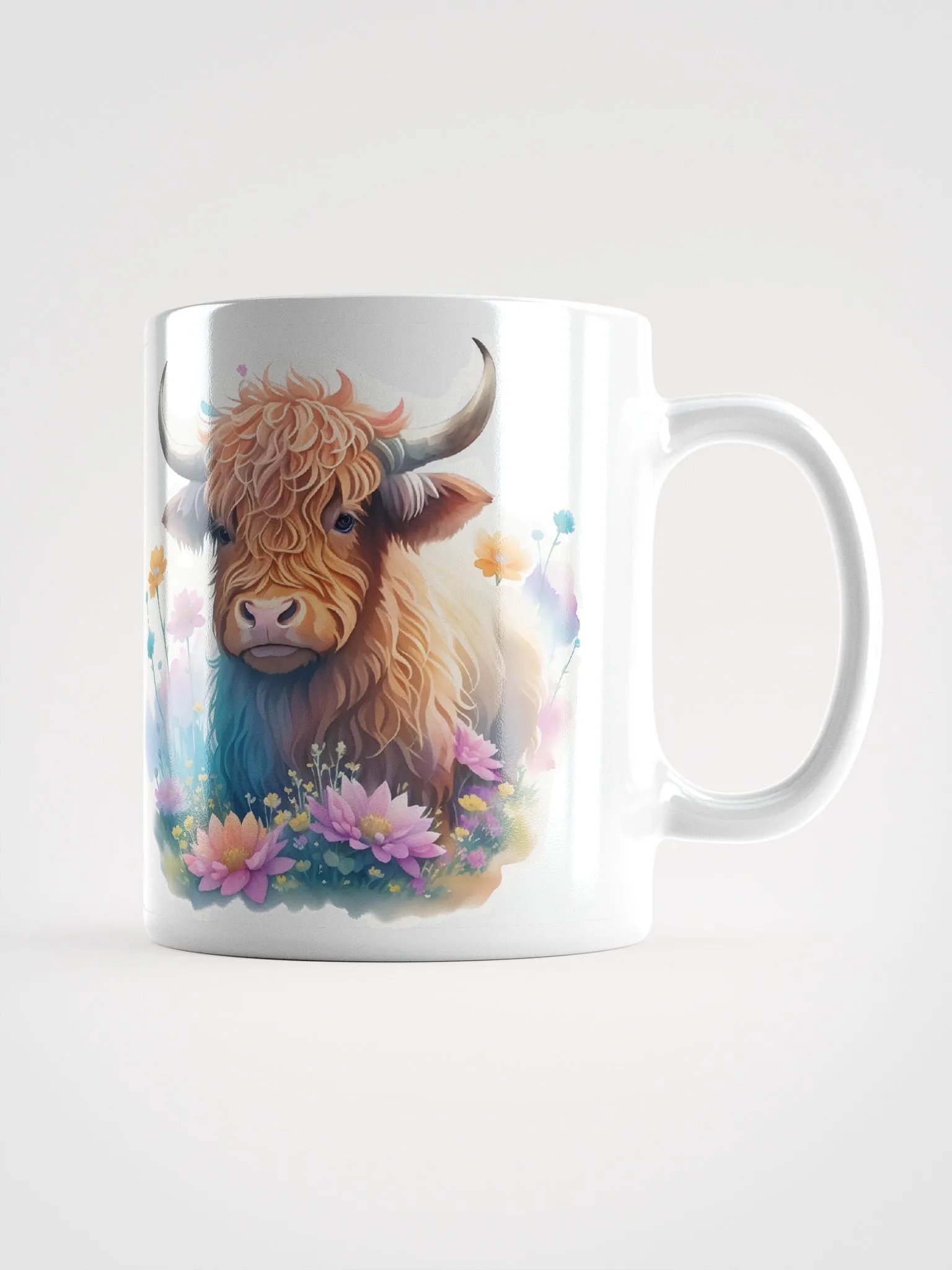Highland Cow and Flowers Mirrored Mug product image (2)